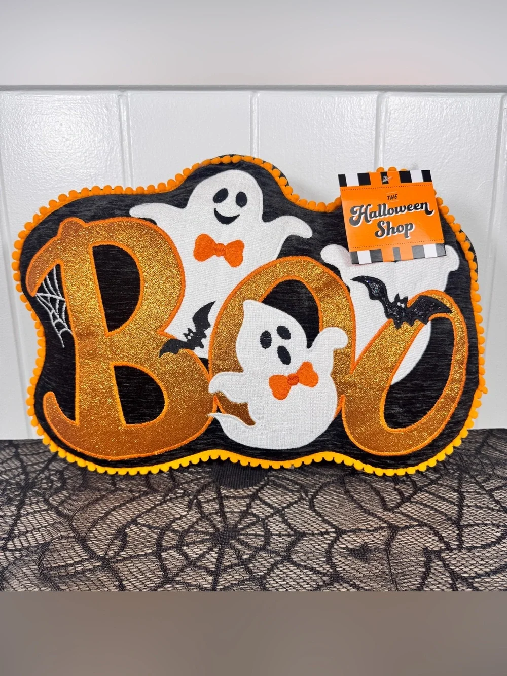NEW The Halloween Shop Boo and Ghosts Halloween Pillow